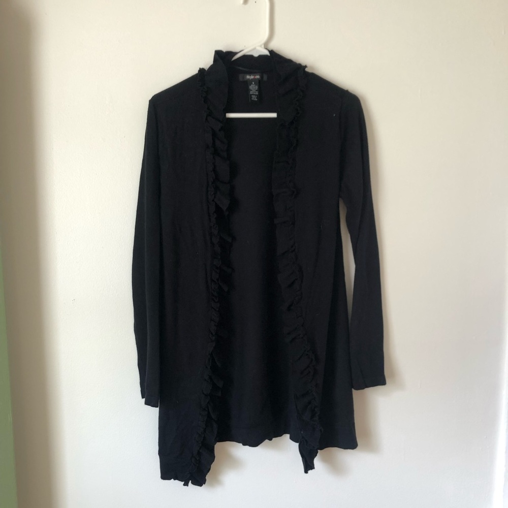 Style&co. Black Ruffled Cardigan Size S